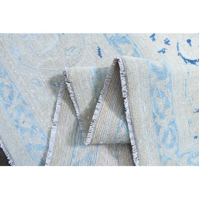 Persian 1970s Vintage Persian Handmade Wool Cotton Light Blue Area Rug For Sale - Image 3 of 11