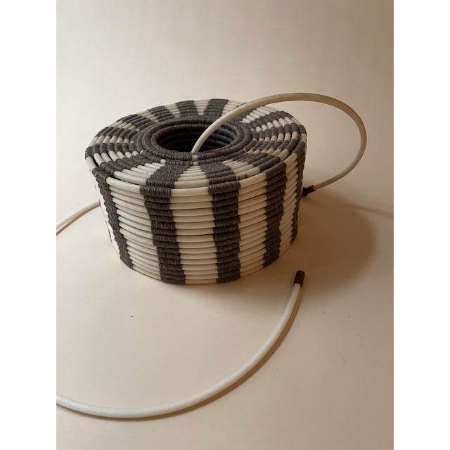 Late 20th Century Vintage Artist Made Fiber Art Woven Sculpture in Grey and White With Cord For Sale - Image 4 of 8