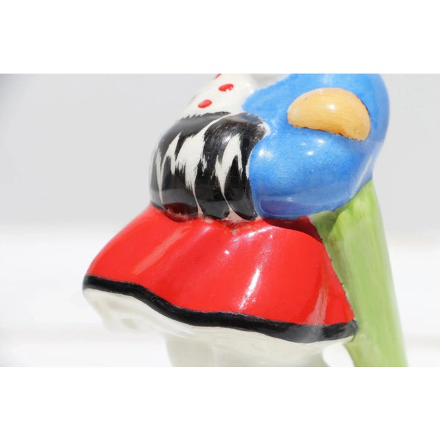 1940s Portuguese Traditional Earthenware Girl Figurine For Sale - Image 11 of 13