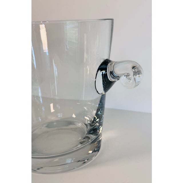 1980s Vintage 1980s Handblown Thick Glass Handled Ice Bucket For Sale - Image 5 of 7