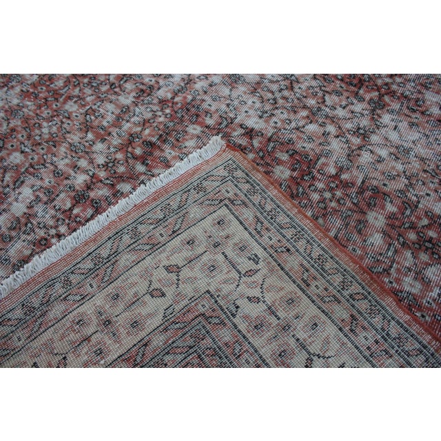 1950s Vintage Chinese Hand Knotted Red Floral Desing Oushak Area Rug For Sale - Image 12 of 13