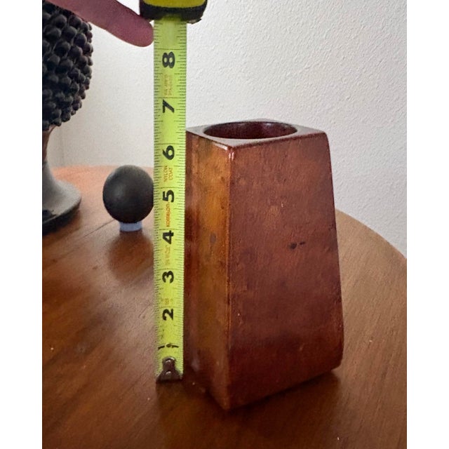 American Vintage (1960’s) Custom Hand-Carved Mahogany Paint Brush Holder, 6.25” High, See 2nd Photo For Sale - Image 3 of 10