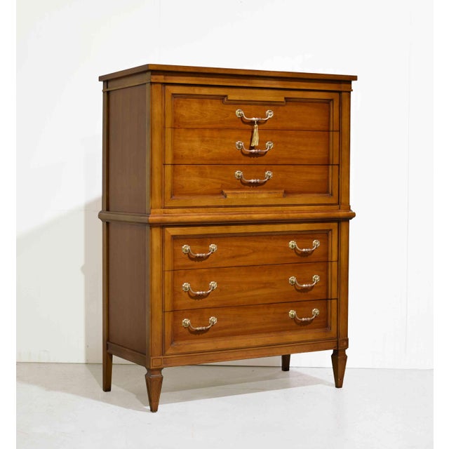 Transitional Mid Century Transitional 6-Drawer Chest With Brass Hardware by Thomasville For Sale - Image 3 of 15