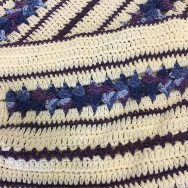 1970s Purple & Blue Moroccan Inspired Hand Made Throw For Sale - Image 5 of 7