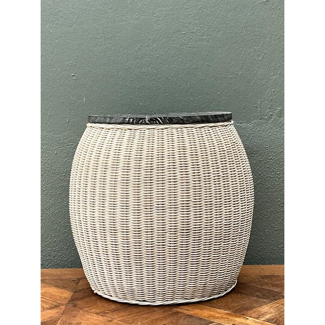 Vintage Rattan and Wood Side Table For Sale In West Palm - Image 6 of 16