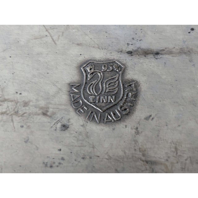 Silver Antique Hunting Dog Motif Austrian Art Nouveau Pewter Platter For Sale - Image 8 of 9