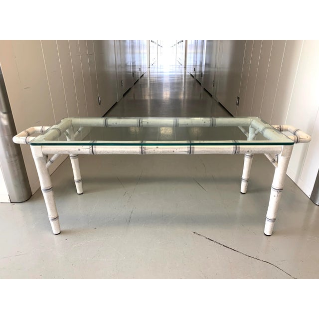 Glass Vintage Mid-Century Hand-Pained Faux Bamboo Coffee Table For Sale - Image 7 of 7