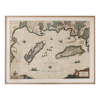 Blue Map of Île De Ré & Oléron, 1642 For Sale