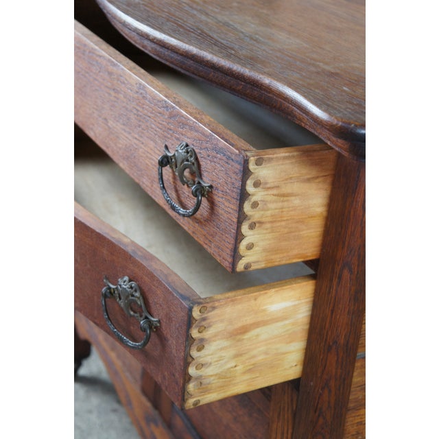 Wood Antique Victorian Quartersawn Oak Chest Washstand Dry Sink W Towel Bar Rack For Sale - Image 7 of 12