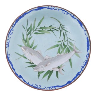 19th Century Japanese Cloisonné Bowl With Fish Attributed to Hattori Tadasaburo For Sale