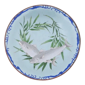 19th Century Japanese Cloisonné Bowl With Fish Attributed to Hattori Tadasaburo