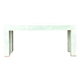 Vintage Linen Buon Fresco Faux Finished Console Table in Venetian Green For Sale