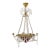 Mid 20th Century Swedish Gustavian Style Brass and Crystal Chandelier With Ruby Glass Bowl For Sale