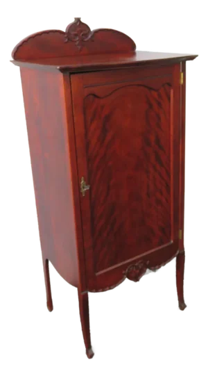 Late 1800s Victorian Carved Storage Music Record Cabinet 5962