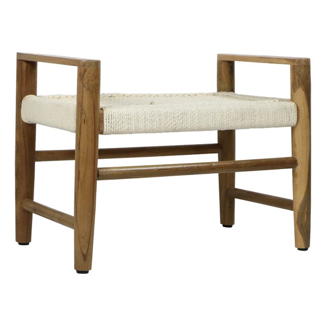 Matthew Izzo Home Stella Small Teak Bench For Sale