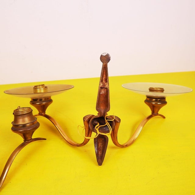 Brass Wall Lamps attributed to Pietro Chiesa, 1950s, Set of 2 For Sale - Image 12 of 14