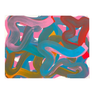 Contemporary Abstract Oil on Paper (Arches Oil Paper, 140 Lb Cold Press) "Wiggle 23" by Leon Phillips For Sale