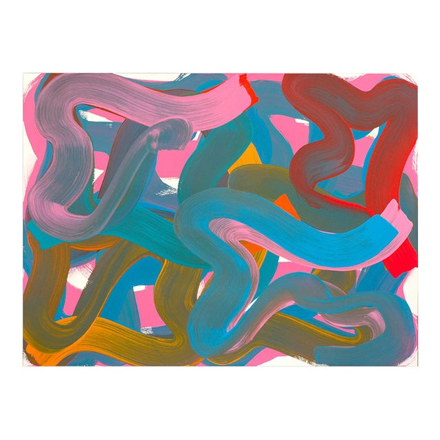 Contemporary Abstract Oil on Paper (Arches Oil Paper, 140 Lb Cold Press) "Wiggle 23" by Leon Phillips For Sale