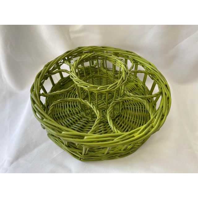 Vintage Wicker Green Sangria Wine Carafe With Glasses Set - 8 Pieces For Sale In Washington DC - Image 6 of 9