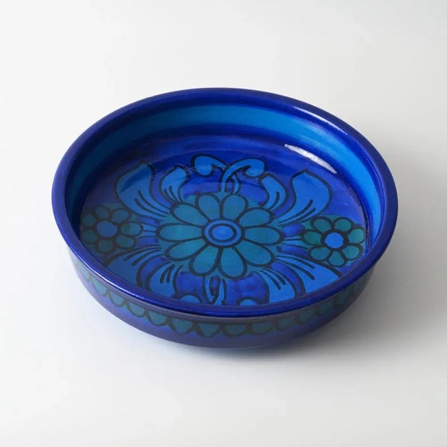 1970s Large Italian Blue Ceramic Bowl from Bellini, 1970s For Sale - Image 5 of 9