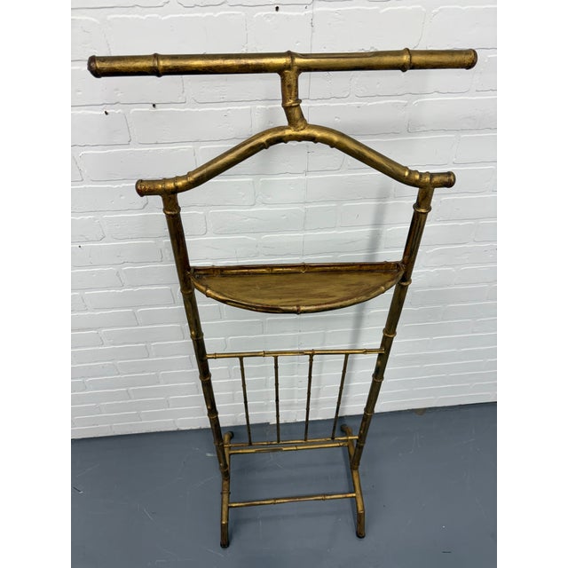 1960s Hollywood Regency Metal Italian Gold Gilt Faux Bamboo Velet For Sale - Image 4 of 5