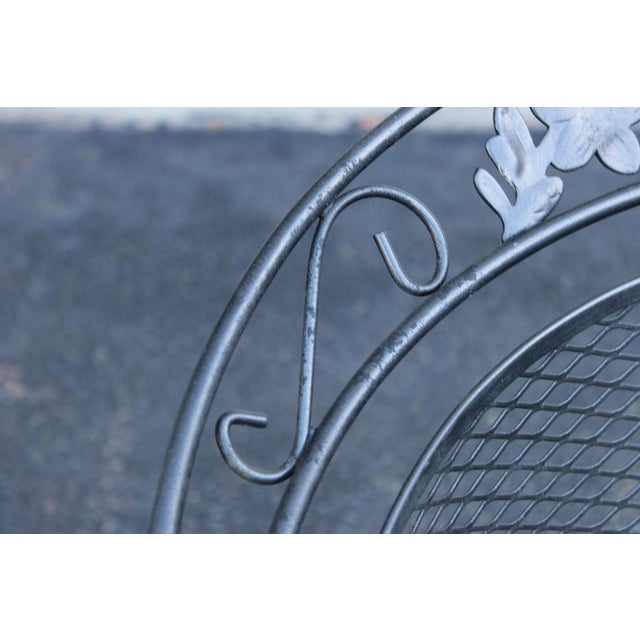 Dark Gray Vintage Wrought Iron Pair Of Patio Armchairs Chairs For Sale - Image 8 of 18