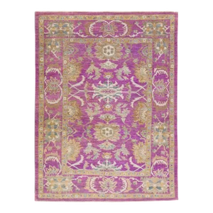 Purple Modern Mahal Handmade Allover Designed Wool Rug