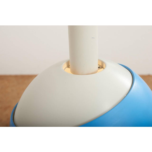 Vintage Pendant Lamp in Blue and White Lacquered Metal by Finn Juhl for Lyfa, Denmark, 1963. For Sale - Image 10 of 13