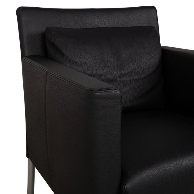 Leather Jason Armchair in Black Nappa Leather and Metal Frame from Walter Knoll For Sale - Image 5 of 13