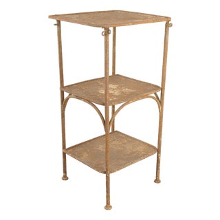 3-Tier Wrought Iron Etagere & Plant Stand, France, 1910s For Sale