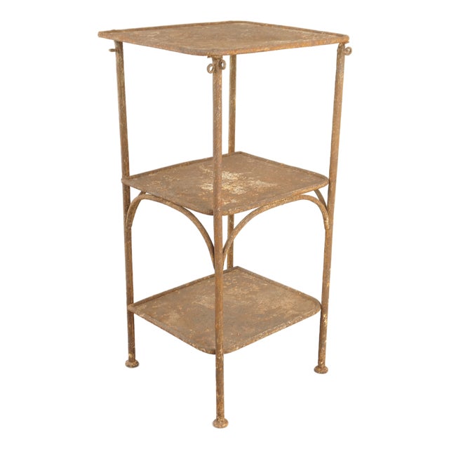 3-Tier Wrought Iron Etagere & Plant Stand, France, 1910s For Sale