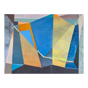 Contemporary 'Remnants of Civilisation' Original Geometric Abstract Oil Painting, Framed
