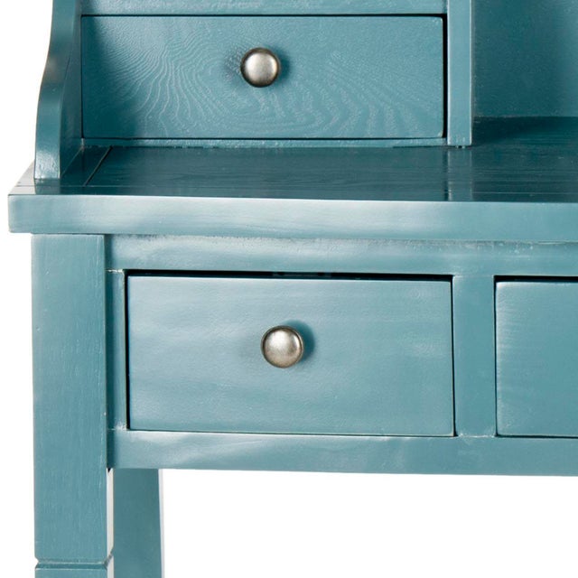 Modern Five Drawer Writing Desk in Slate Teal For Sale - Image 3 of 5