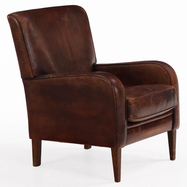 A Dutch Classic Leather Club Chair, C. 1960. For Sale - Image 4 of 8