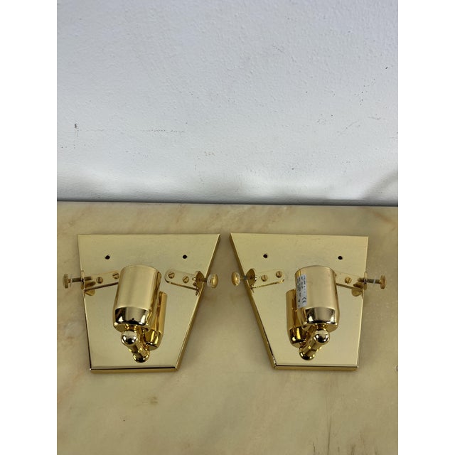 Gold Mid-Century Murano Glass Brass Wall Lamps, 1970s, Set of 2 For Sale - Image 8 of 10