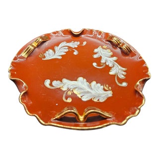 Vintage 1920-1930 Mica Italy Large Decorative Center Piece Decorated With Gold Spiral Shaped Handles For Sale