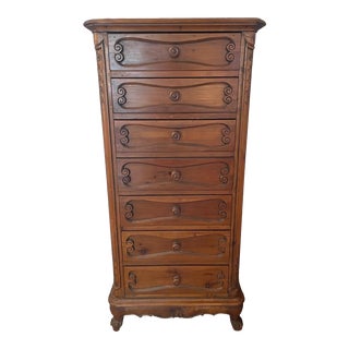 Make Offer Late 20th Century 7 Drawer Carved Wood Lingerie Chest Dresser For Sale