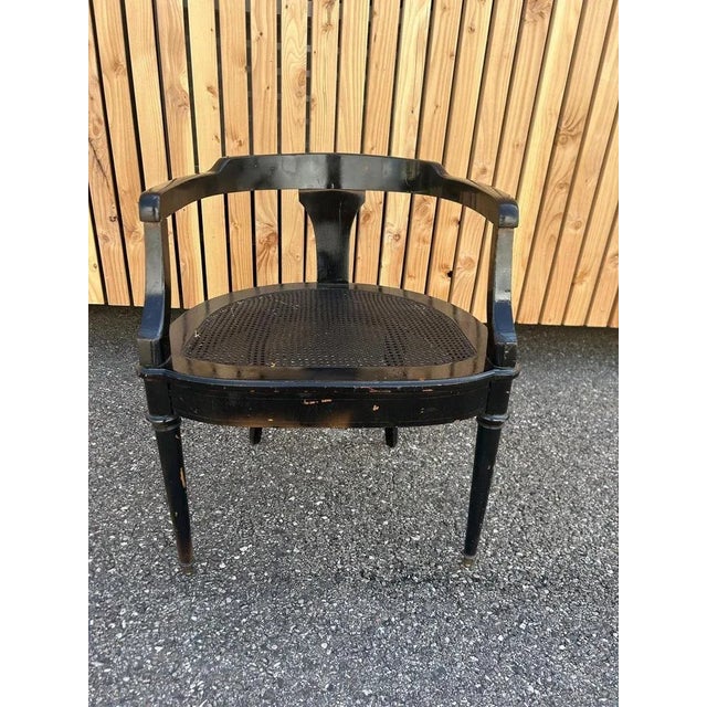 lacquered wooden armchair with wicker seat in Louis Philippe style
