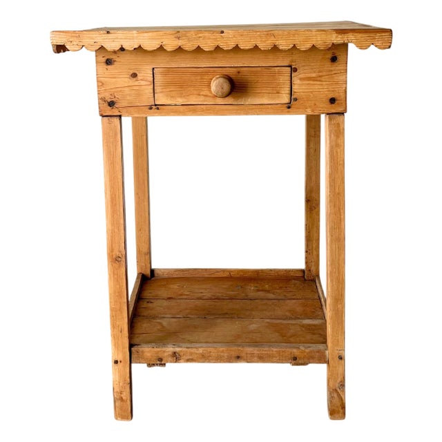 Antique Primitive Carved Wood Side Table, France, 1900s For Sale