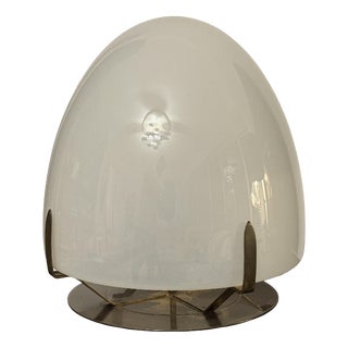 Large Vintage Table Lamp in Murano Opaline Glass and Metal in the style of Leucos and VeArt, Italy, 1970s For Sale