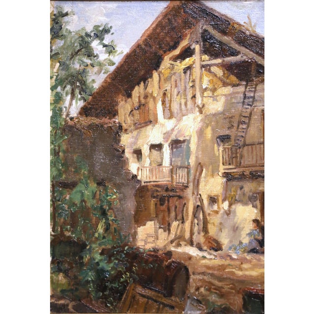 Tan Early 20th Century French Village Oil Painting by Paul Joseph Barian For Sale - Image 8 of 13