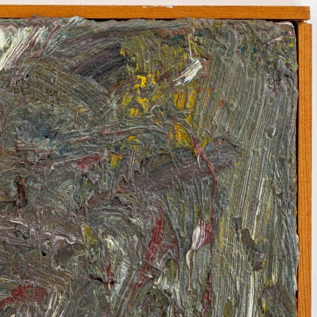 Andy Miller (American, b. 1950), Abstract Composition, Oil on Canvas, impasto details in gray with red and white...