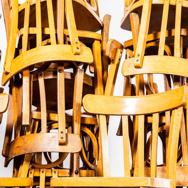 Brown Vintage French Dining Chairs, 1950s, Set of 4 For Sale - Image 8 of 10