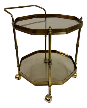 Octagonal Brass Drinks Trolley, 1980s