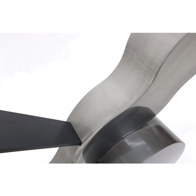 Mid-Century Modern Forged Steel Base Glass Top Console Sofa Table For Sale - Image 3 of 12