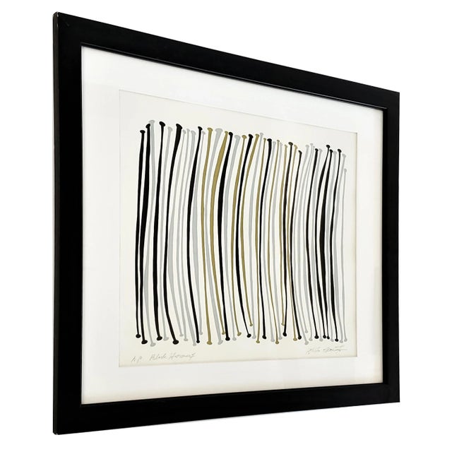 Abstract Serigraph by Japanese Born Artist, Atsuko Okamoto" Titled "Black harmony" AP. Signed lower left in pencil, with...