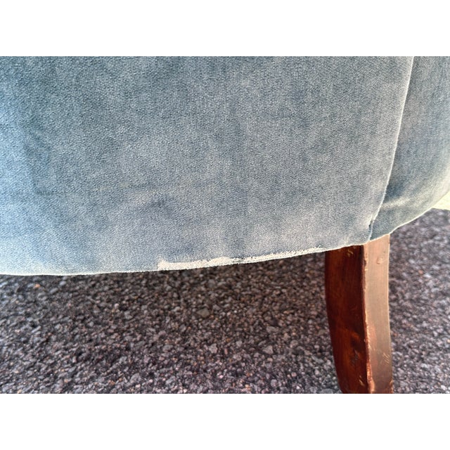Vintage Tufted Wingback Lounge Chair With Carved Mahogany Frame For Sale - Image 6 of 6