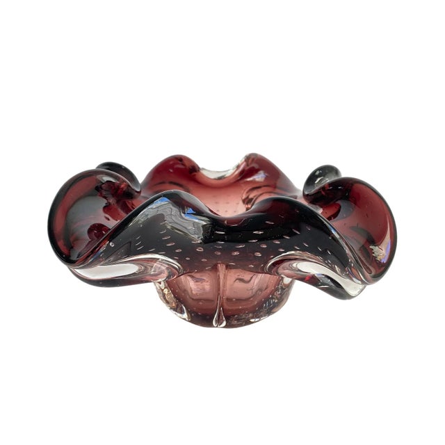 Hollywood Regency 1960s Purple Art Glass Bowl Bullicante Dish Chalet Lorraine For Sale - Image 10 of 10