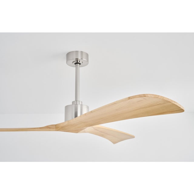 Contemporary Linari Forester 52 Ceiling Fan - Brushed Steel With Natural Wood Blades For Sale - Image 3 of 5