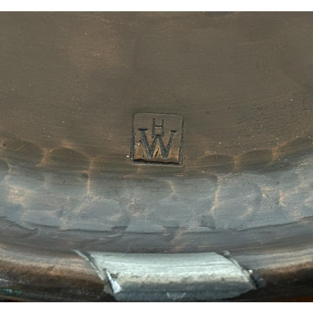 Arts & Crafts Oval Hammered Copper and Pewter Tray by Hugh Wallis, United Kingdom, 1910s For Sale - Image 4 of 6